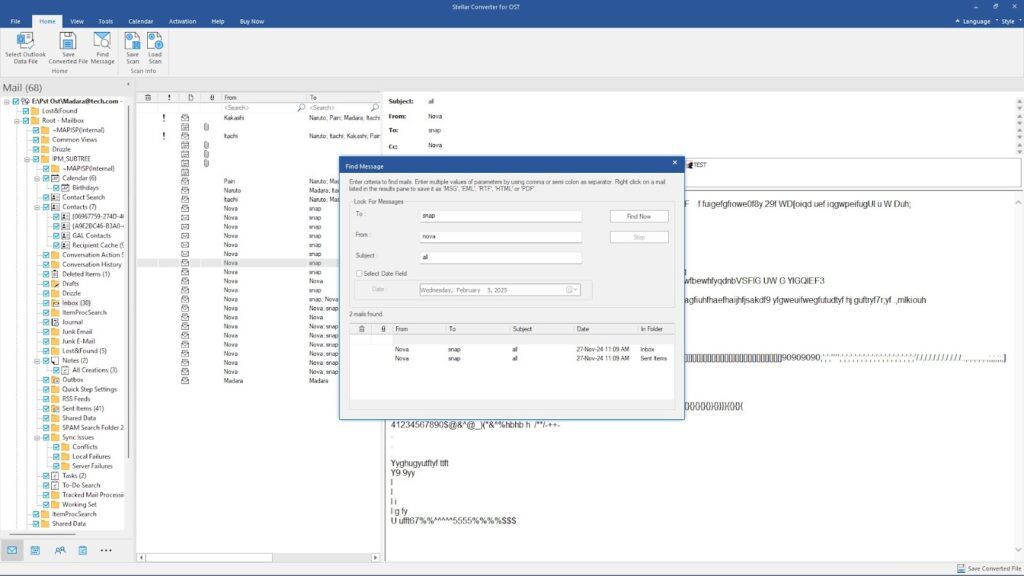 Use the Find Message Option to Search for Emails